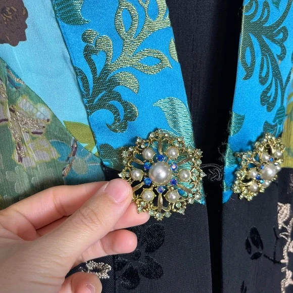 Y2K Spencer Alexis Floral Fairy Lacy Kimono Womens Blouse Size Large - Picture 2 of 13